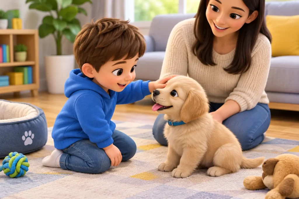 Cómo presentar un cachorro a niños pequeños